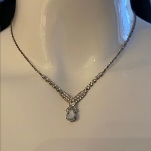 Elegant Silver Necklace with Crystal Accents